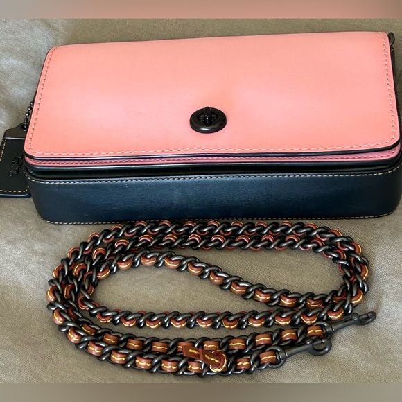 COACH 1941 Dinky Color Block Ombré Pink & Black Convertible Strap Crossbody Bag - Picture 7 of 15